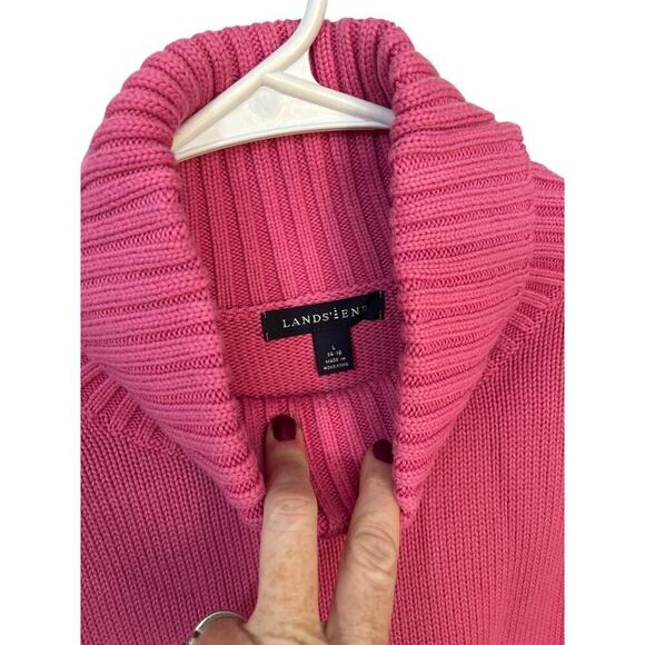 Lands' End Women's Pink 100% Cotton Turtleneck Sweater size Large - Picture 3 of 4
